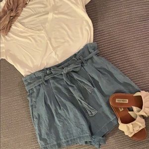 Chambray Paper Bag Shorts